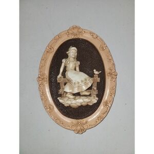 Vintage Chalkware Plaque‎ Girotti 3D Relief Art Sculpture 8x11